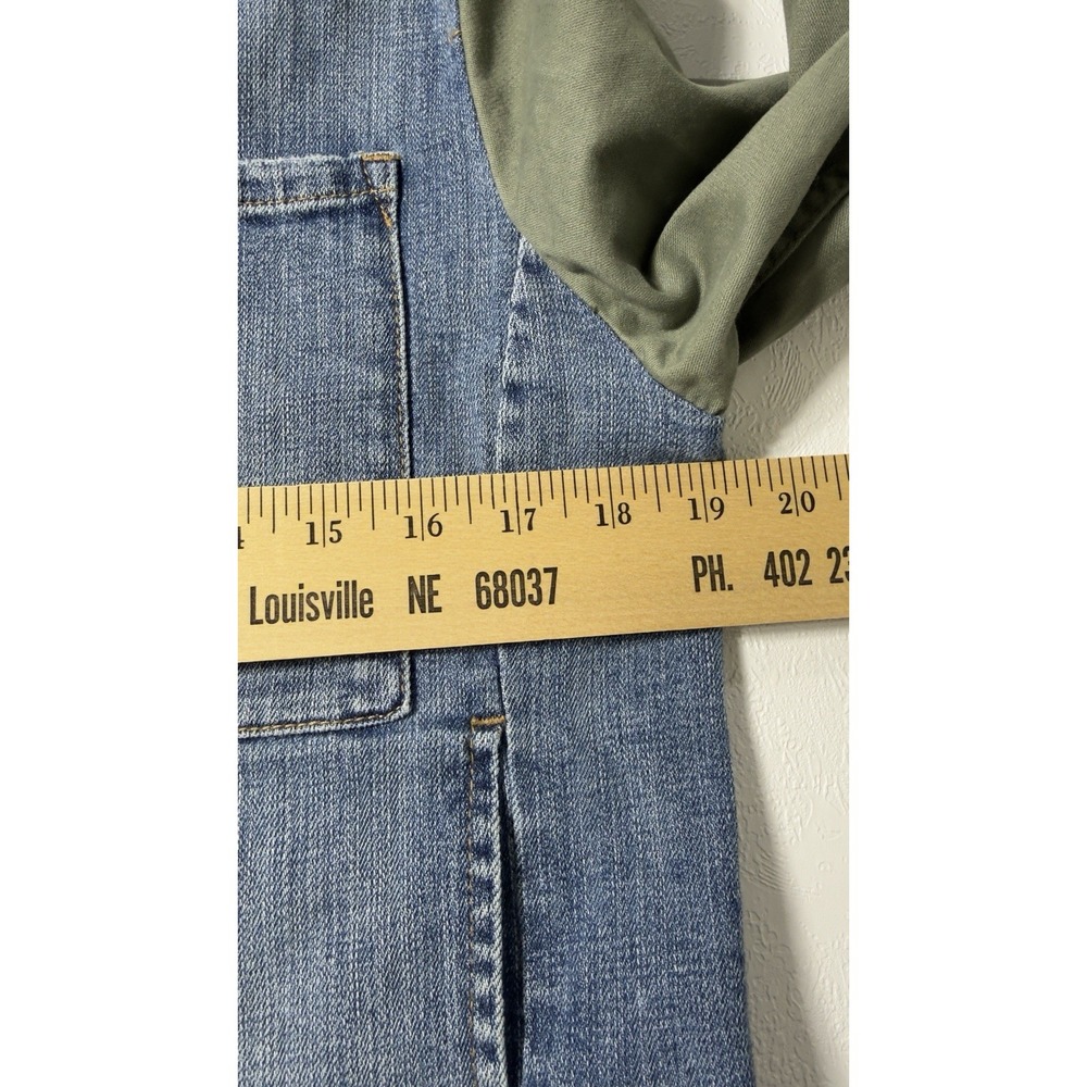 Pilcro and the Letterpress Denim Utility Jacket Woman M Mixed Media Military GRE - Picture 7 of 9